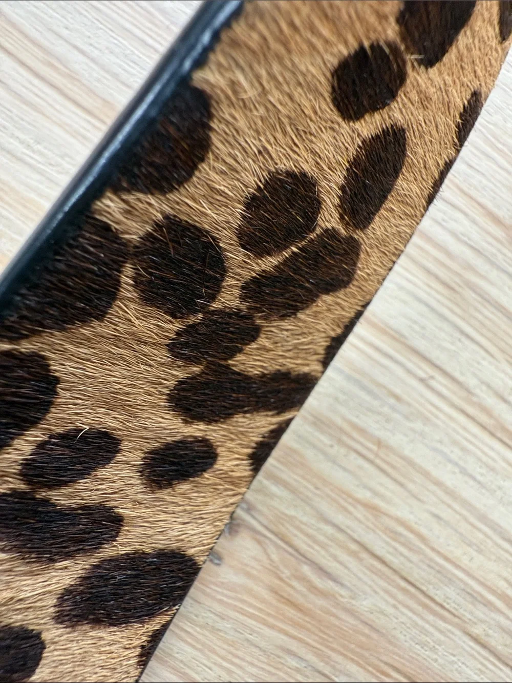 J. Crew Leopard Print Haircalf Leather Belt with Brass-Tone Buckle